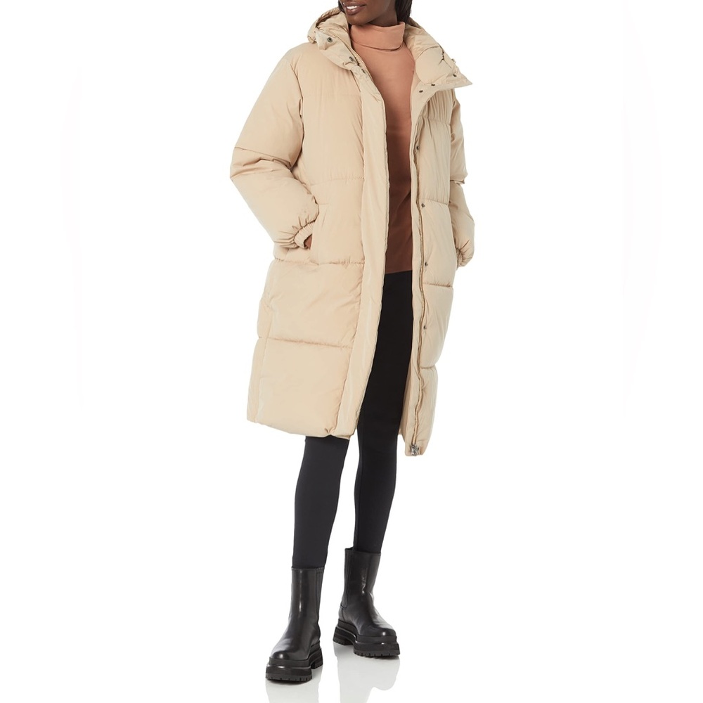 Amazon Essentials Women's Long Puffer Coat in Beige - Picture 5 of 8